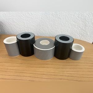 Now House by Jonathan Adler Mod Lines Modular Candleholder, Black and White